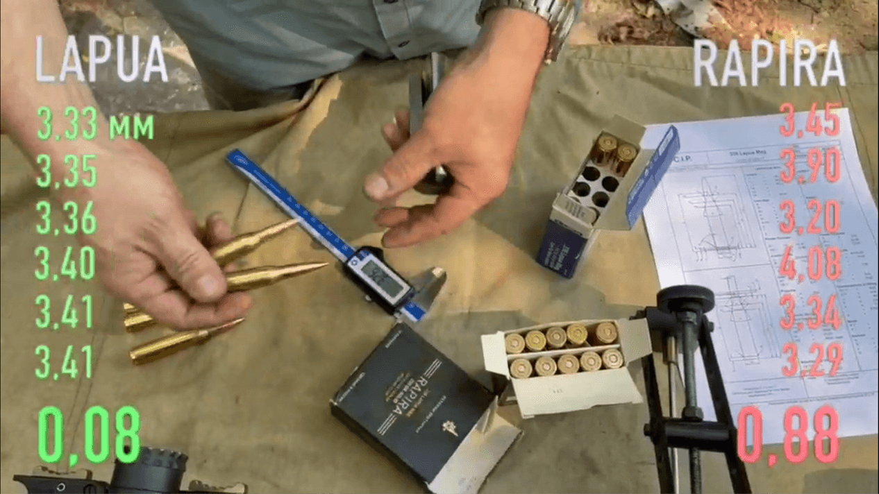 Сравнение патронов Lapua и Рапира калибра .338 Lapua Magnum