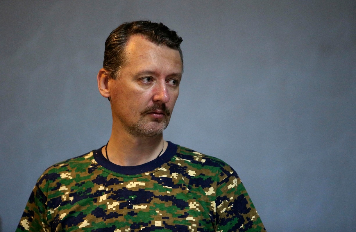 Pro-Russian military commander Igor Strelkov attends a news conference in the eastern Ukrainian city of Donetsk